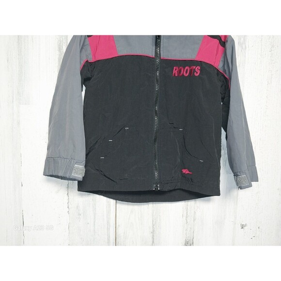 Boys 3T Roots Jacket Hideable Hood Gray Red - Picture 2 of 8